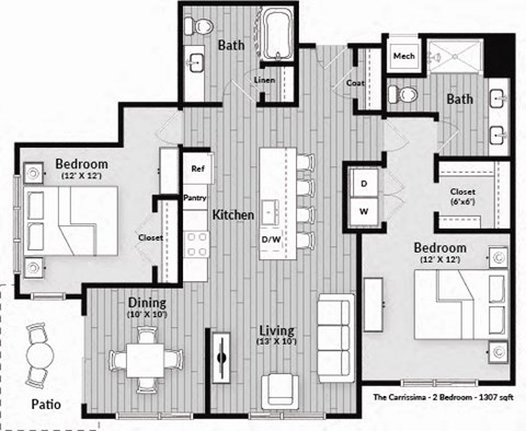 The Carrissima Floorplan at The Harrison, Newtown Square, PA, 19073
